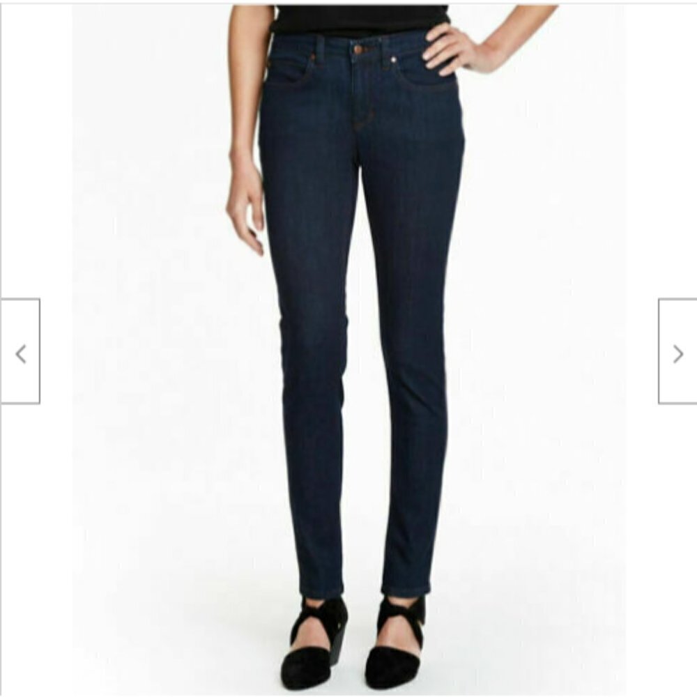 Eileen Fisher 4ร28 Petite Organic Cotton Stretch Dark Wash Mid Rise Skinny Jean